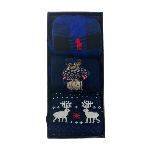 POLO RALPH LAUREN Mens Cortina Polo Bear 3-Pack Socks Set - Picture 13 of 14